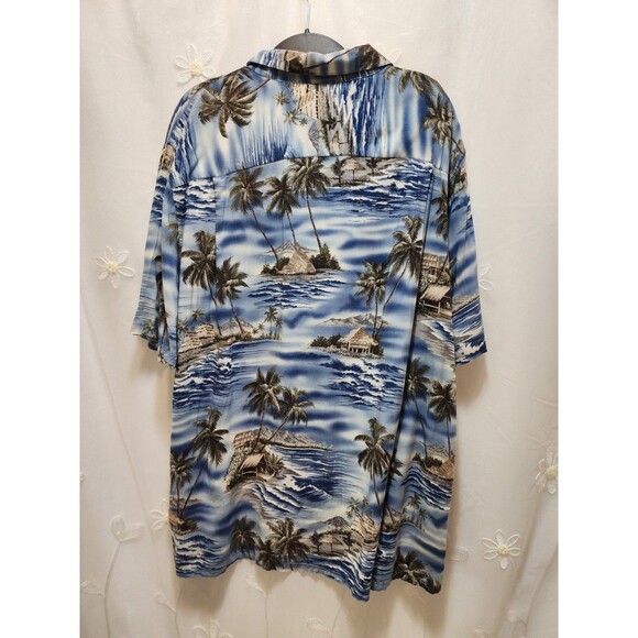 CROFT & BARROW MENS XL BLUE PALM TREE SHIRT VTG VACATION TROPICAL BEACH PARADISE - Picture 13 of 15